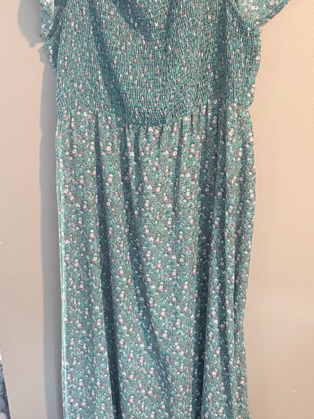 Kaileigh Teal Floral Maxi Dress with Pink and White Accents